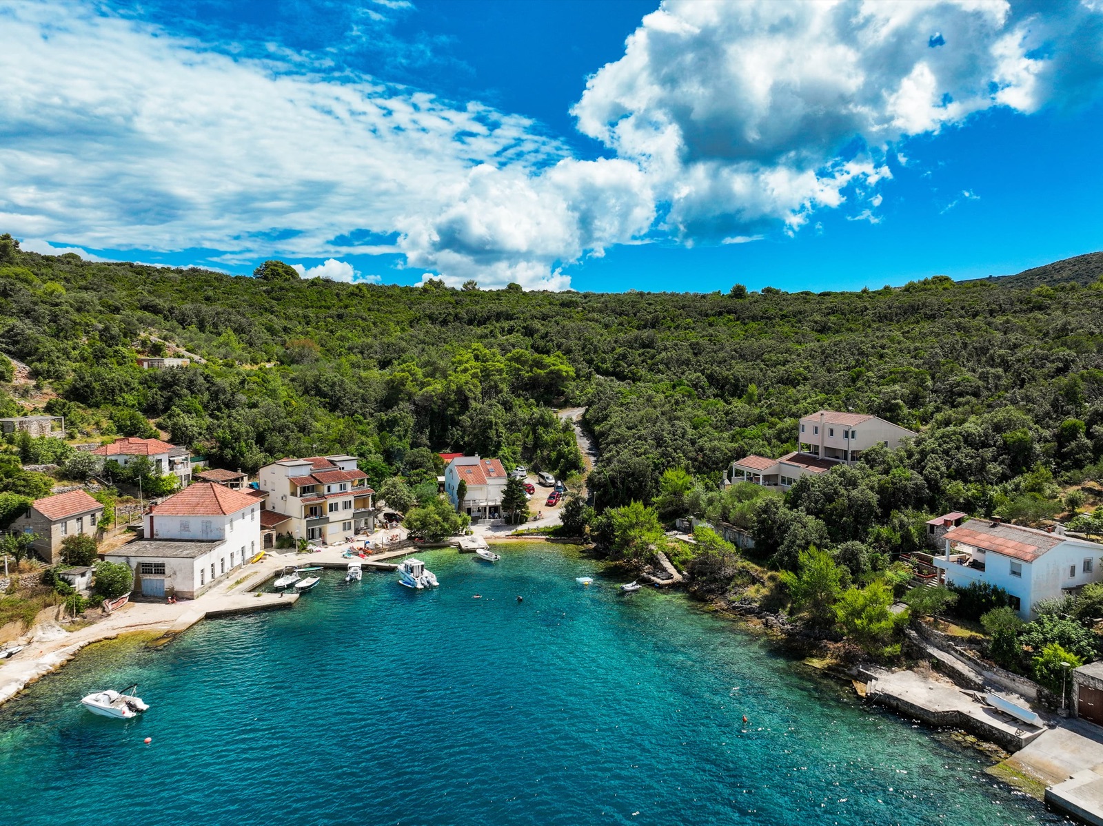 Aerial view along the shoreline
